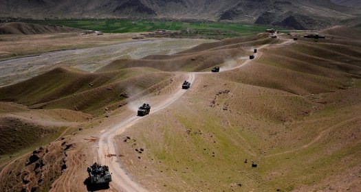 U.S. Air Force members teamed with French military member's convoy across Southern Afghanistan on a resupply mission, March 13, 2010. 