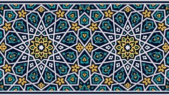 Mosaic design in blue and yellow