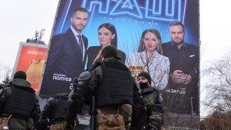 Billboard for Russian propaganda in Kyiv