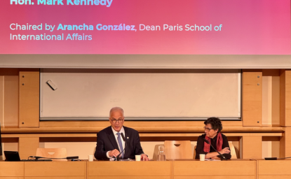 Mark Kennedy gives a speech at Sciences Po