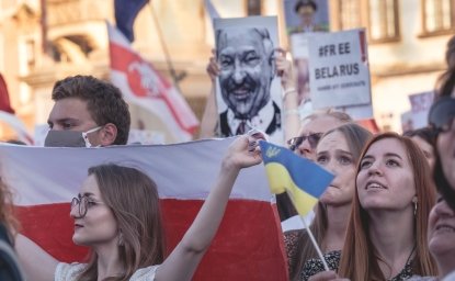 Belarus women at a protest