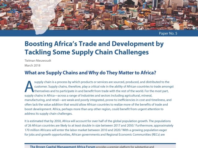 Boosting Africa’s Trade and Development by Tackling Some Supply Chain Challenges