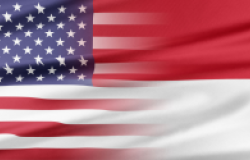 Flags of the US and Indonesia